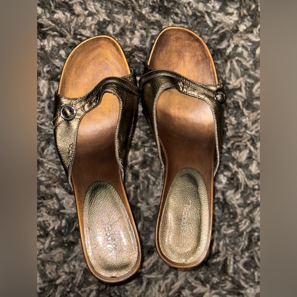 Xappeal Metallic Gold Mules with Button Detail - Picture 6 of 12